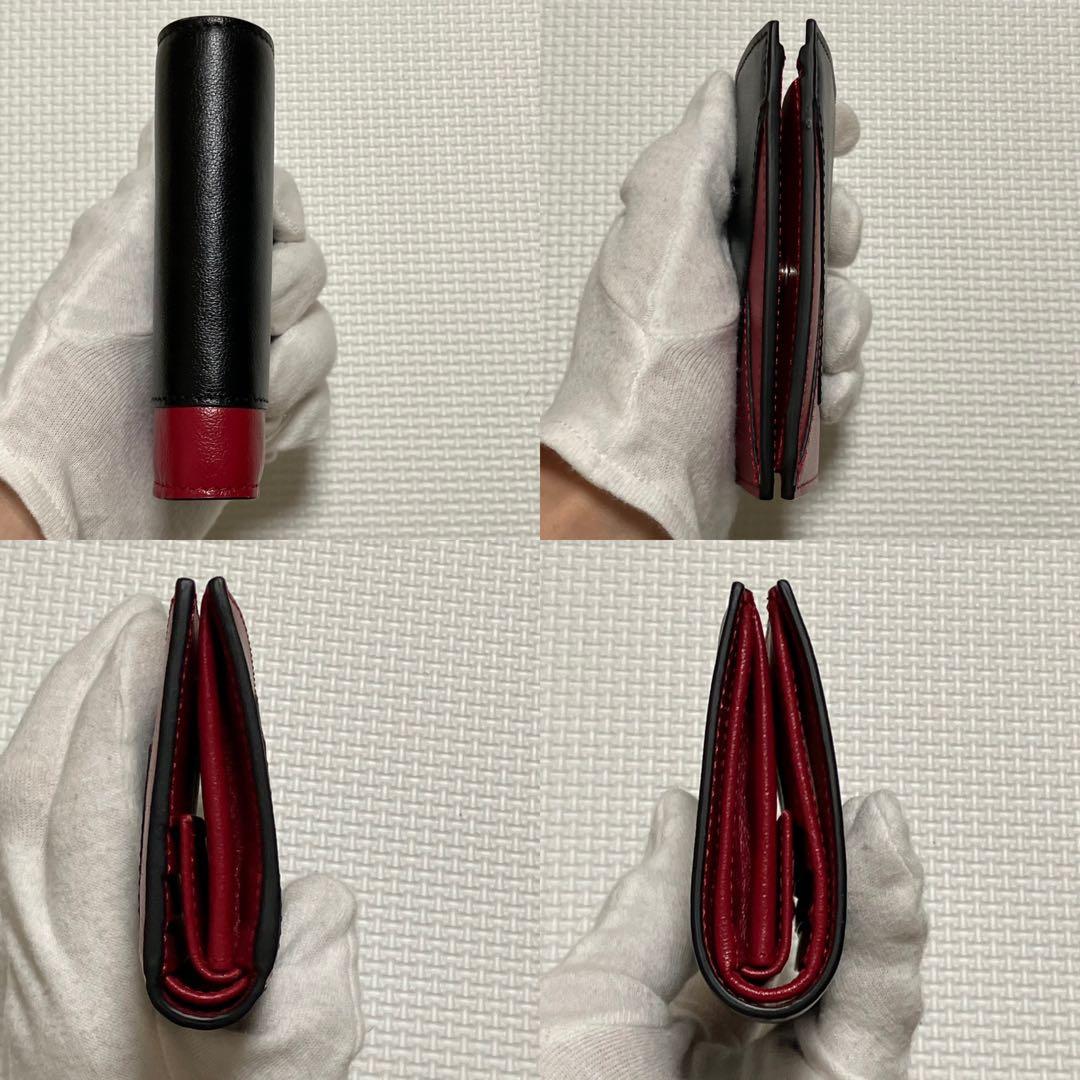 ・未使用　MARNI マルニ レザー二つ折り財布 黒×赤　ミニ財布　箱袋付き