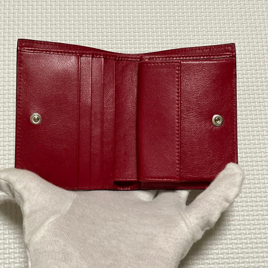 ・未使用　MARNI マルニ レザー二つ折り財布 黒×赤　ミニ財布　箱袋付き