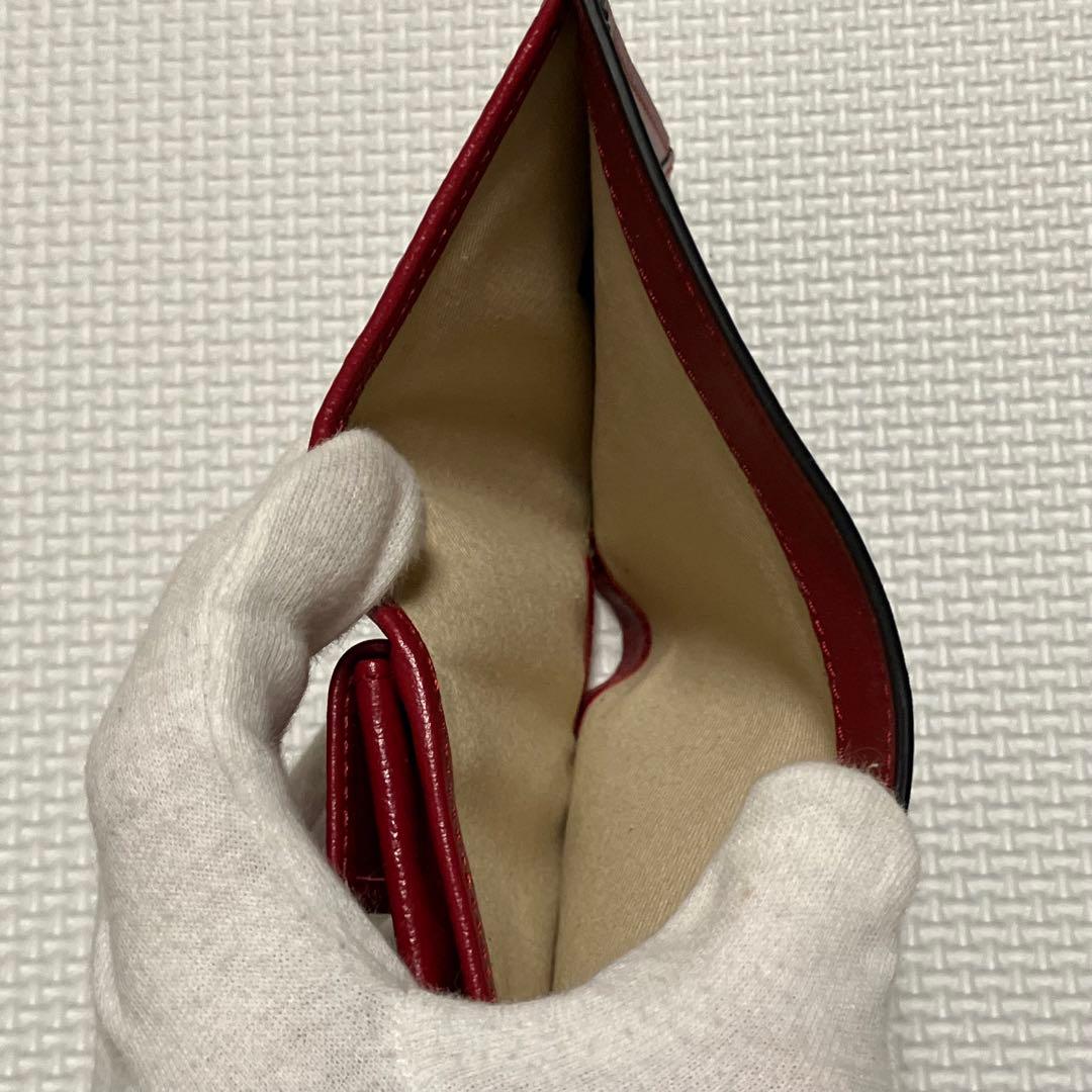 ・未使用　MARNI マルニ レザー二つ折り財布 黒×赤　ミニ財布　箱袋付き