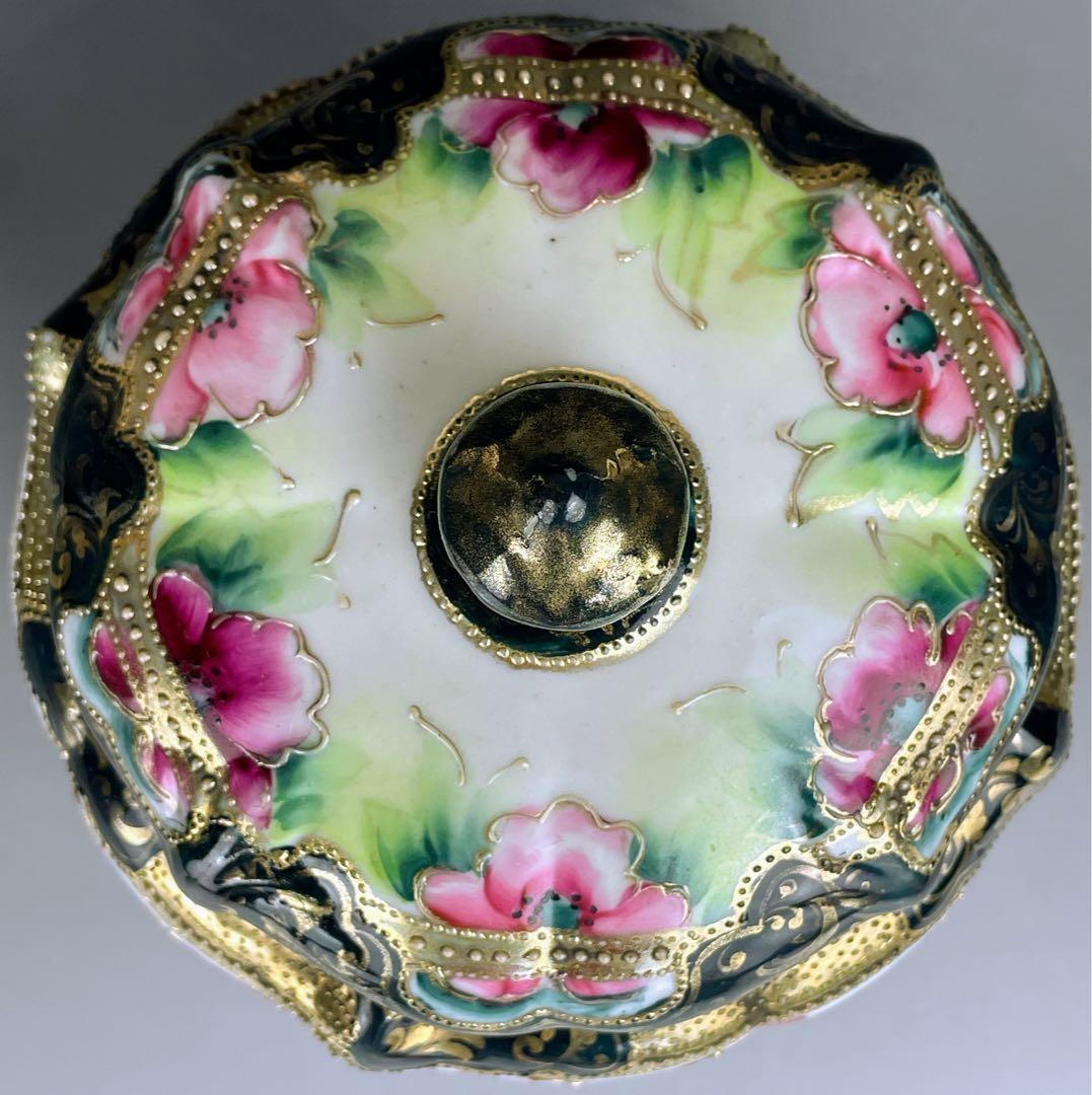 【希少】オールドノリタケ ２０cm ポピー紋 ビスケットジャー メープルリーフ