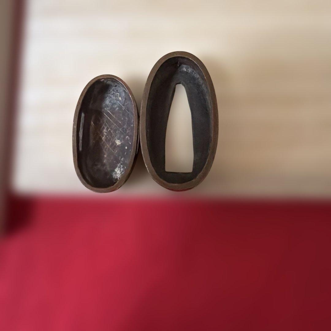 古美術　骨董品　縁頭　正阿弥　在銘　古赤銅地花彫