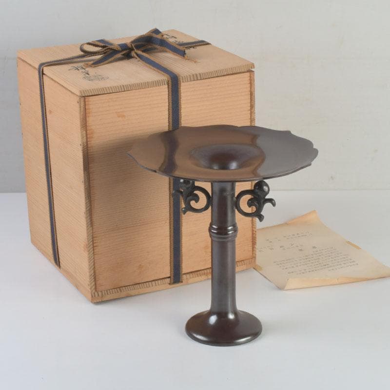 spring　八尾祥栄作　鋳銅　桔梗形　一文字　花入　共箱　C　9390