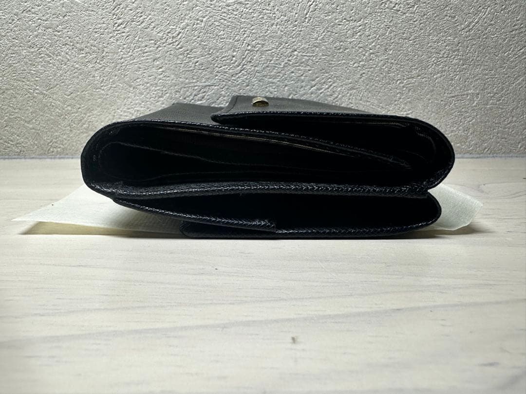 【美品】BURBERRY レザー 三つ折り財布 ノバチェック プレート ブラック