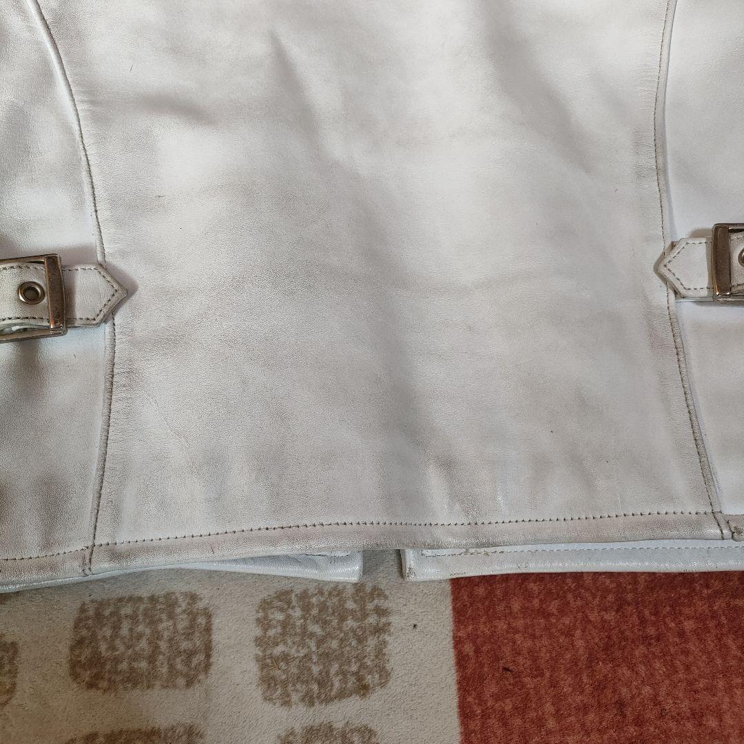 ホワイト シングルライダースジャケット　フリーダム　ヴィンテージ　３８