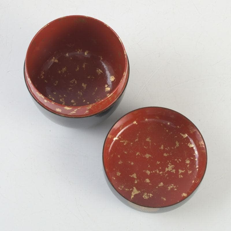 茶道具　山中塗　道場宗廣作　唐松文　一閑　大棗　仕覆付　共箱　V　9545