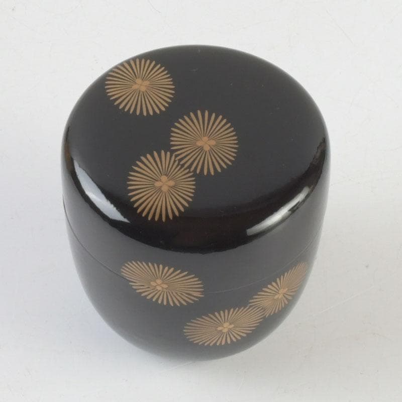 茶道具　山中塗　道場宗廣作　唐松文　一閑　大棗　仕覆付　共箱　V　9545