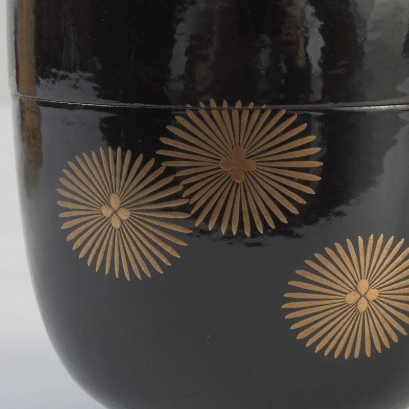 茶道具　山中塗　道場宗廣作　唐松文　一閑　大棗　仕覆付　共箱　V　9545