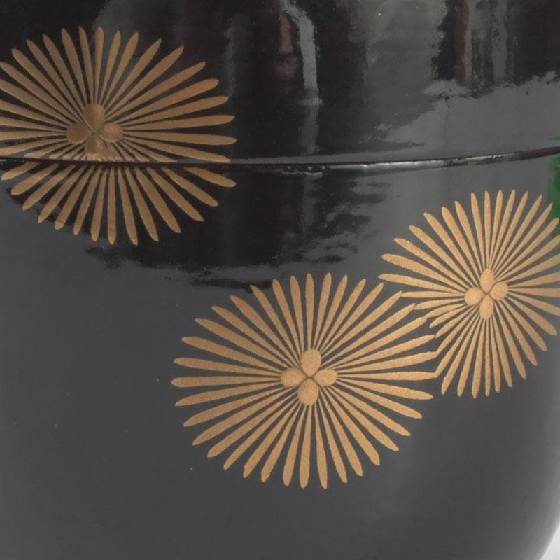 茶道具　山中塗　道場宗廣作　唐松文　一閑　大棗　仕覆付　共箱　V　9545