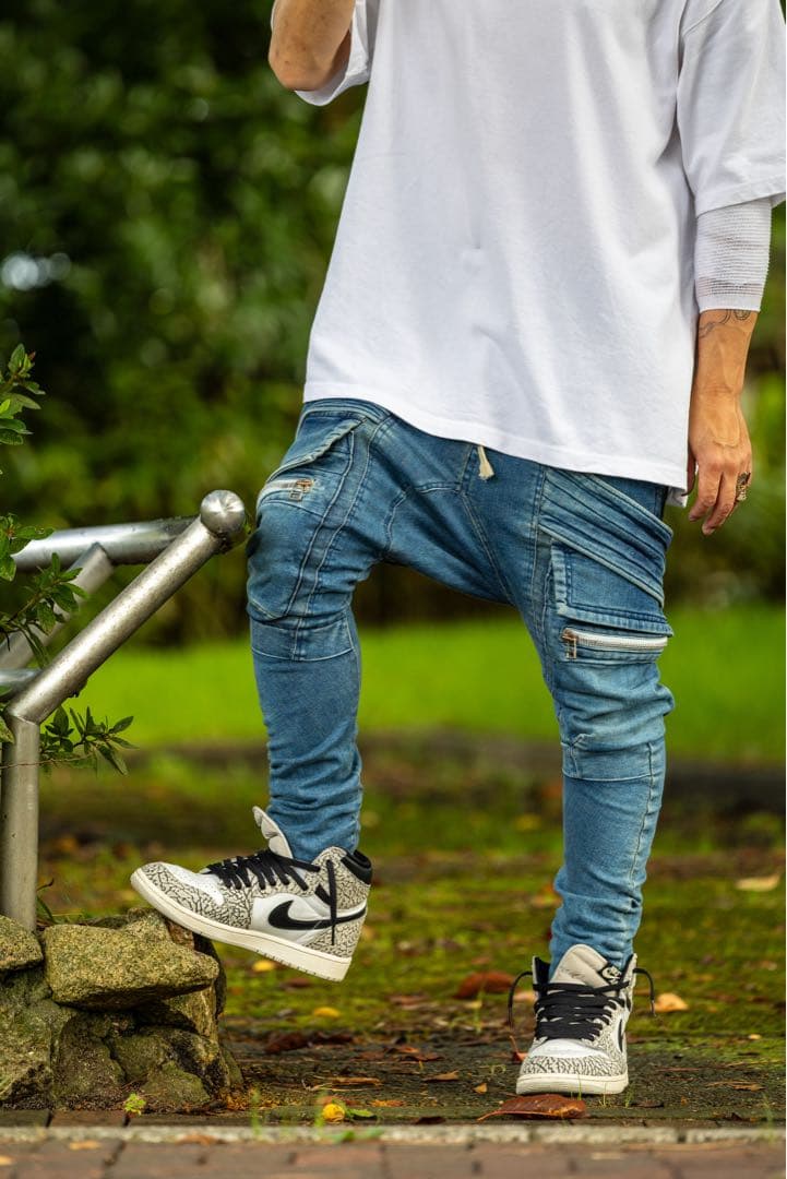 A.F ARTEFACT インディゴデニムカーゴサルエルスキニー　❗️2回着用美品