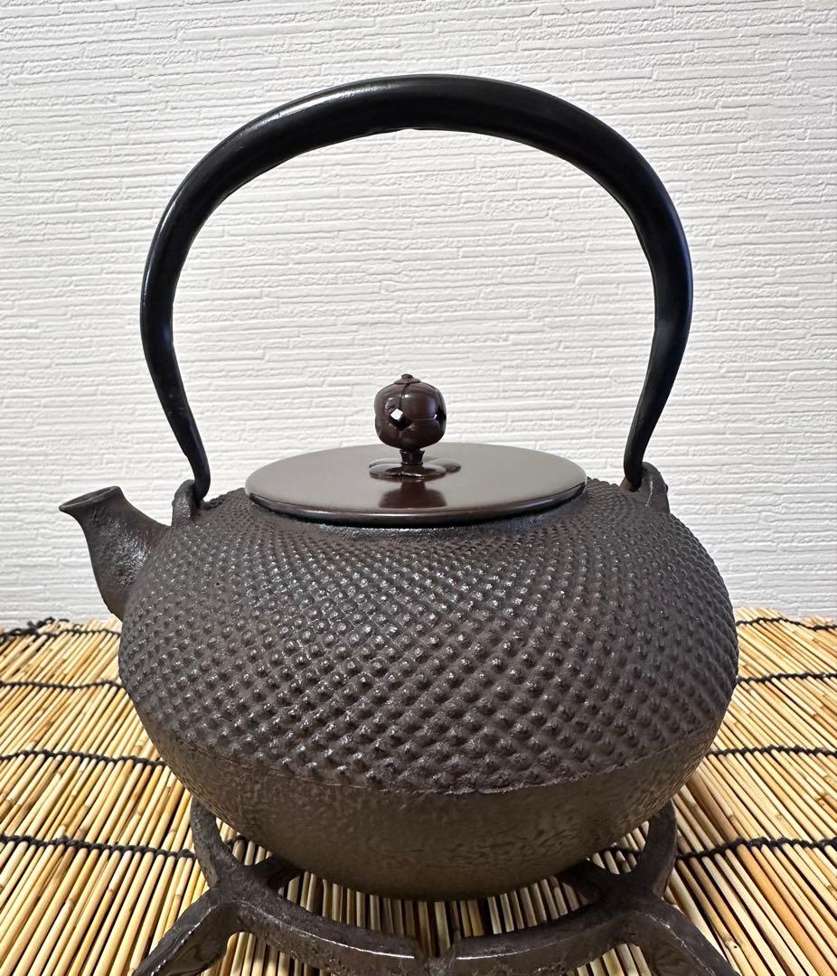 未使用品　龍敏堂造　袋鉉　飾摘銅蓋　南部鉄瓶　南部鉄器　調理器具