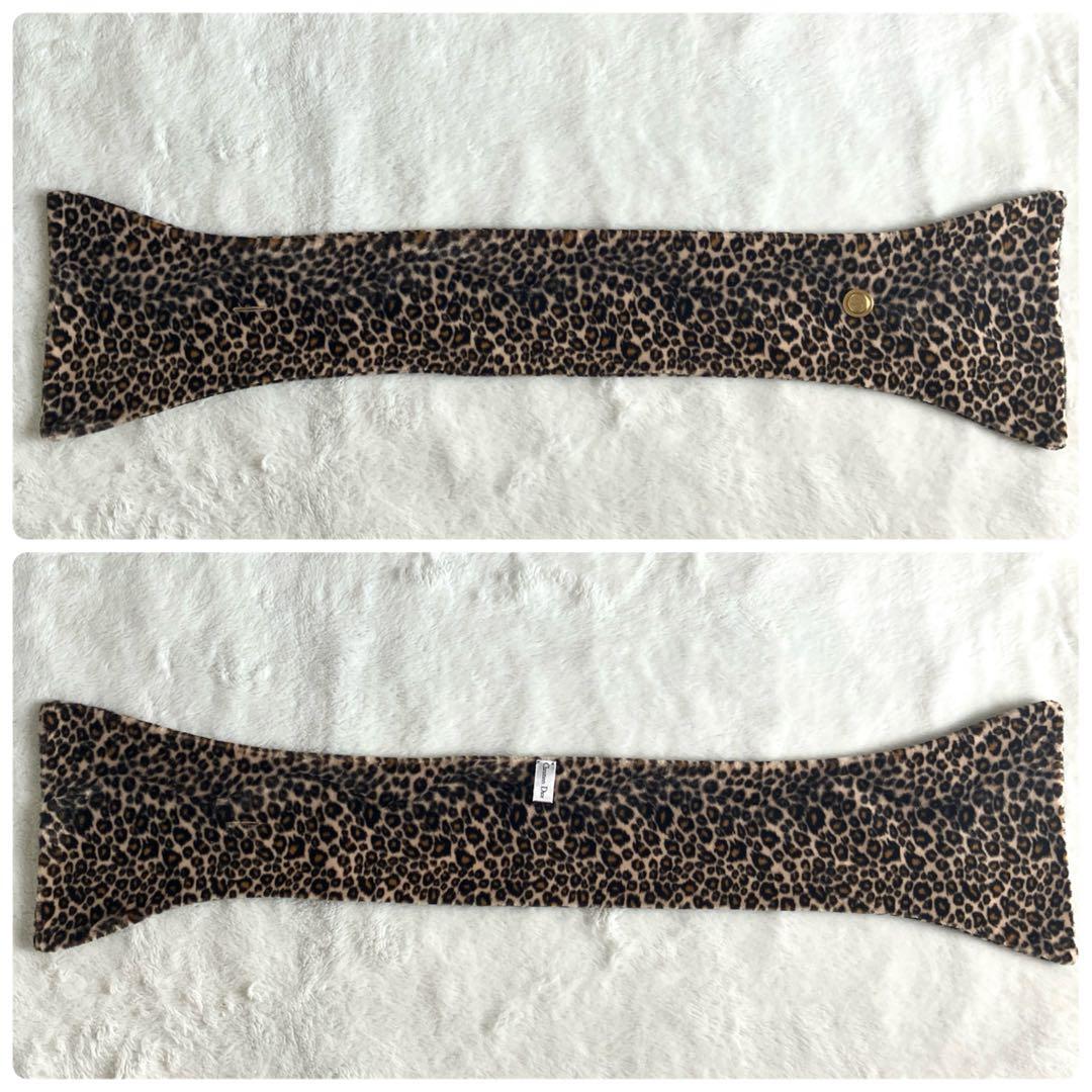 クリスチャンディオール CD金ボタン レオパード エコファーマフラー イタリア製