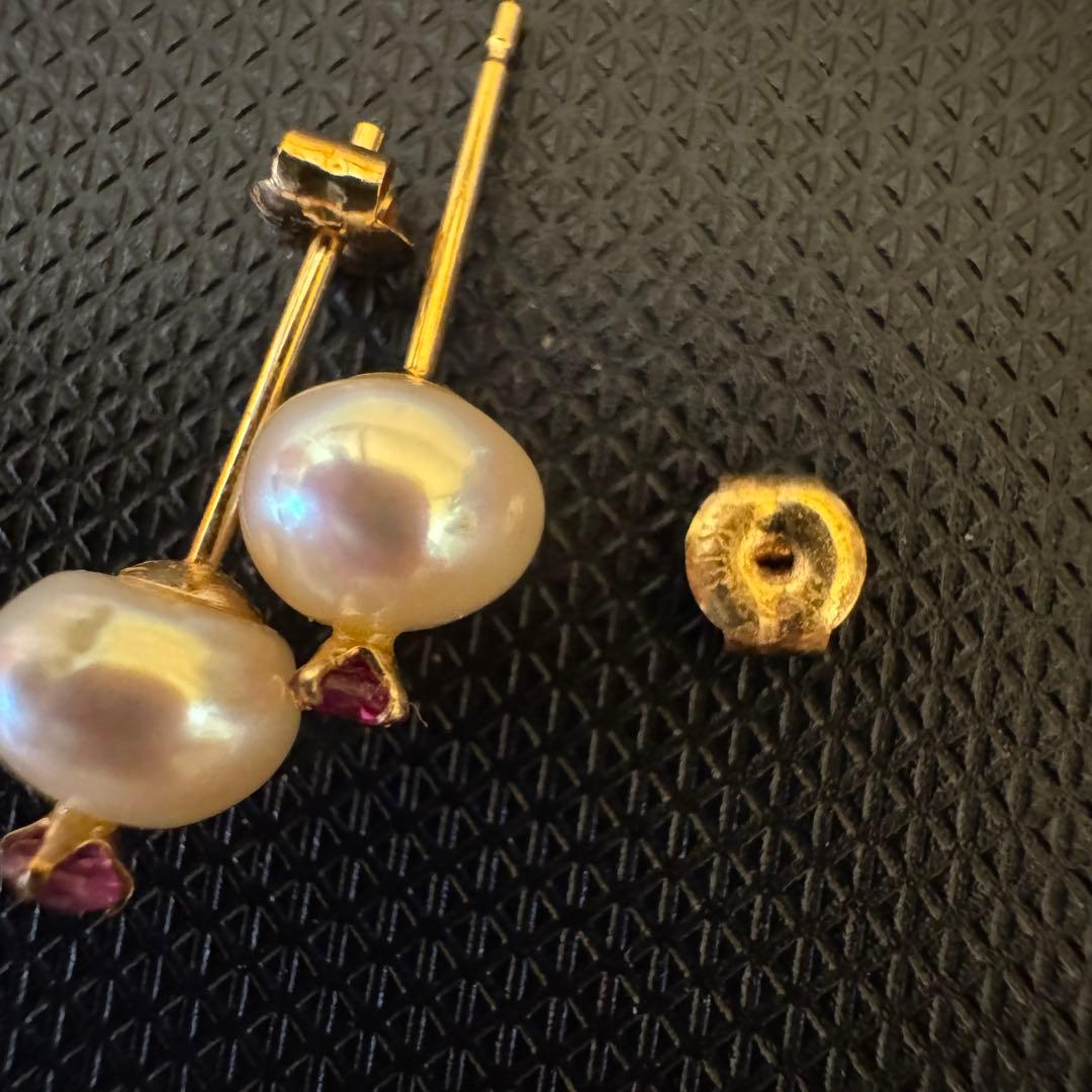 パール ルビー k18 ピアス