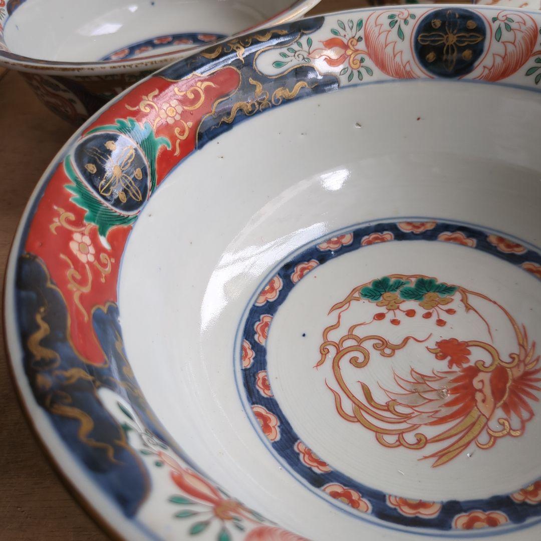 骨董 伊万里 鉢 大中小 ３つ 色絵 染錦 金彩 器 盛り鉢 美品 アンティーク