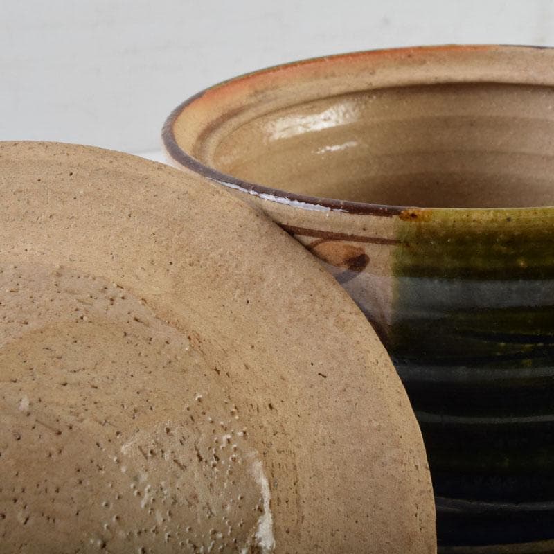 茶道具　織部焼　青織部　水指　陶印あり　時代箱　C　9077