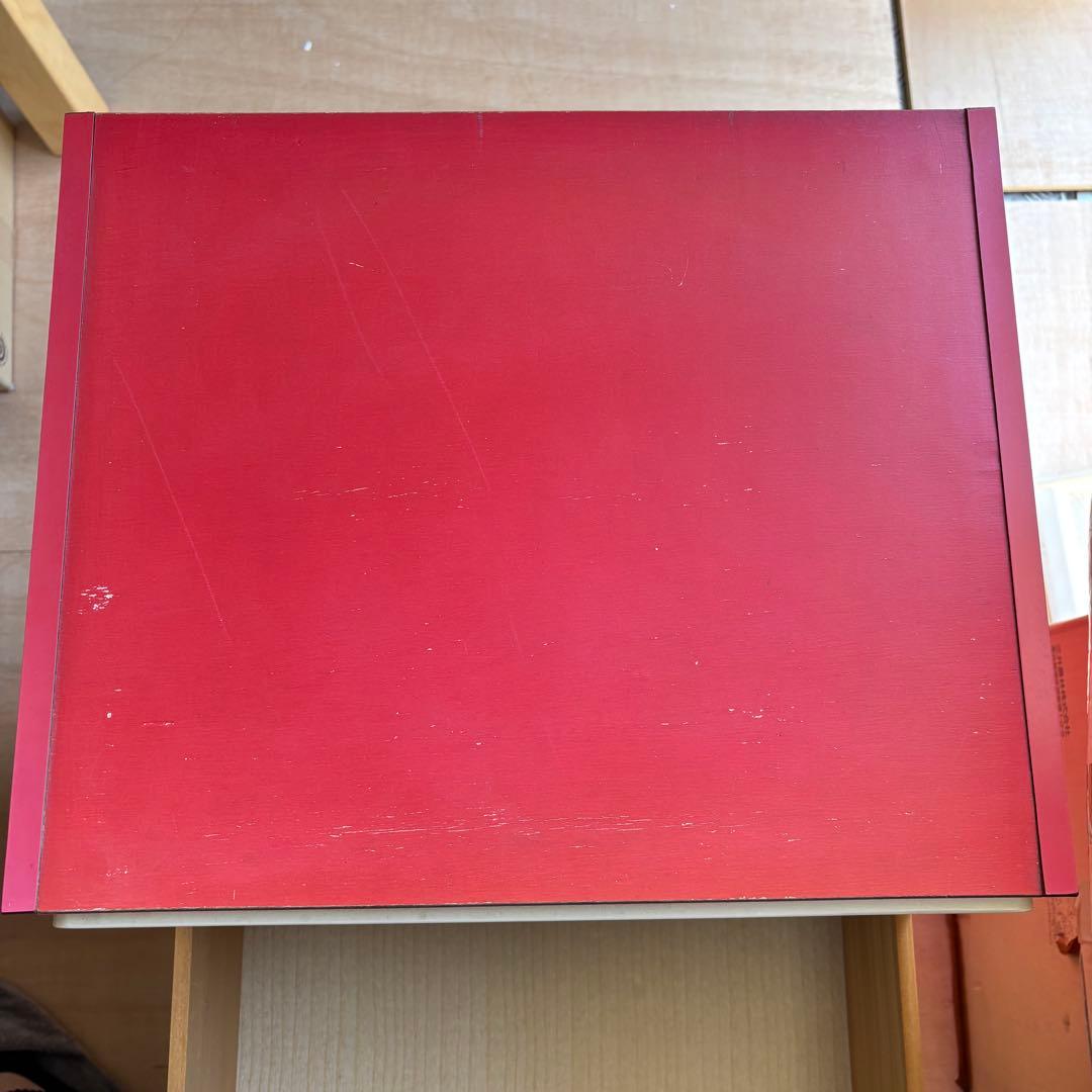 昭和レトロ レトロポップ チェスト 赤 白 整理棚 引き出し4段 タンス 木製