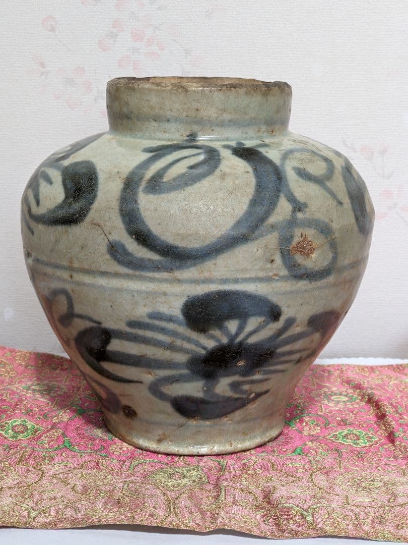 ♦中国陶磁 明時代末 漳州窯 呉須染付 壺 呉州手 置物飾り レア物古美術骨董品