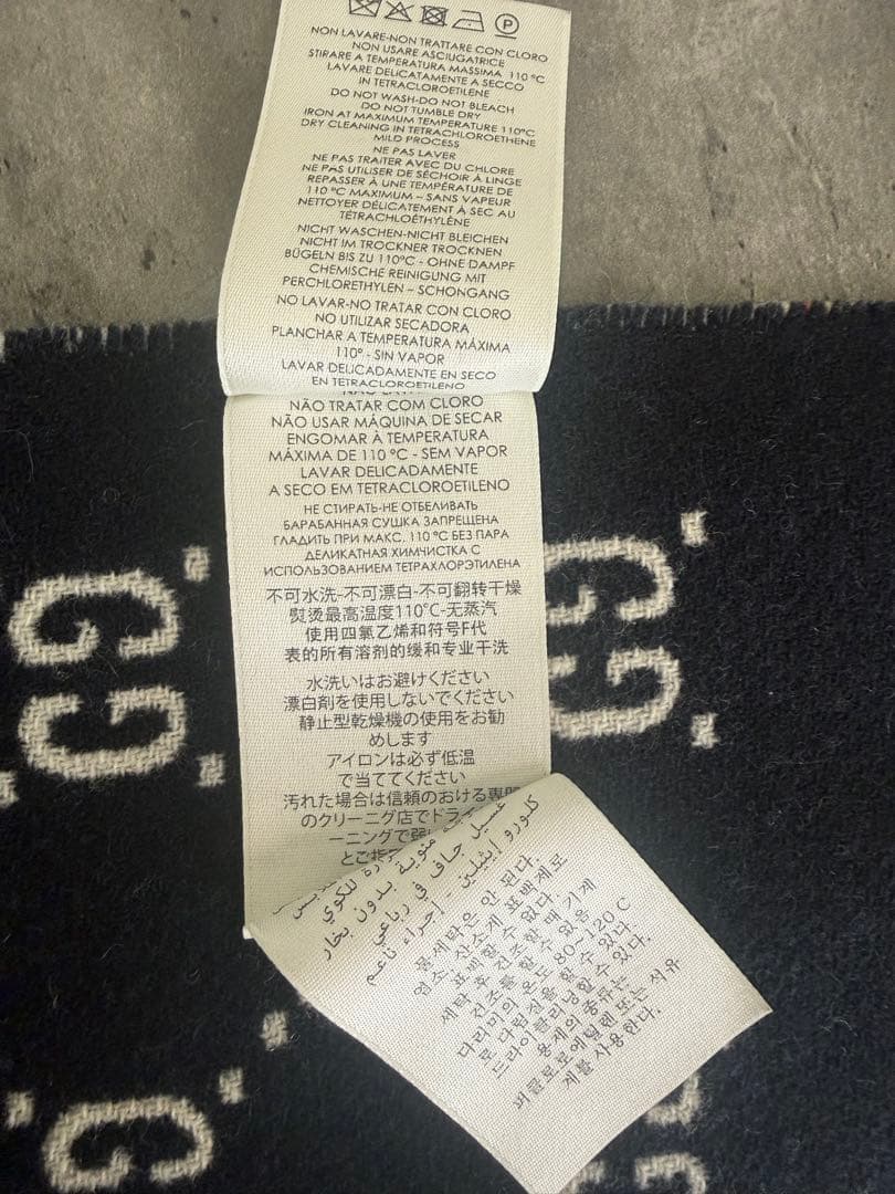 GUCCI チェック柄マフラー ネイビー