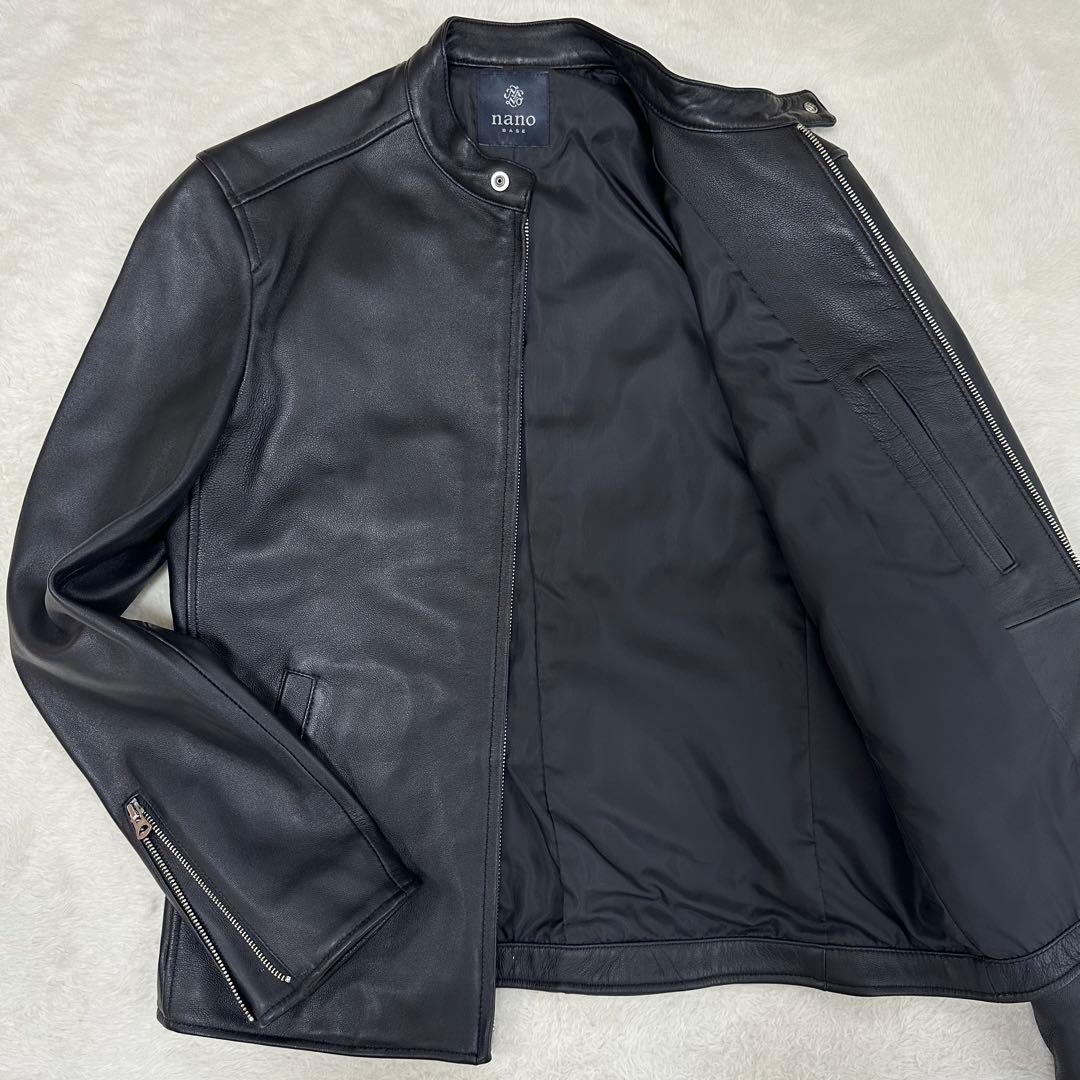 美品✨ナノユニバース　ライダースジャケット　シングル　羊革　レザー　ブラック　L