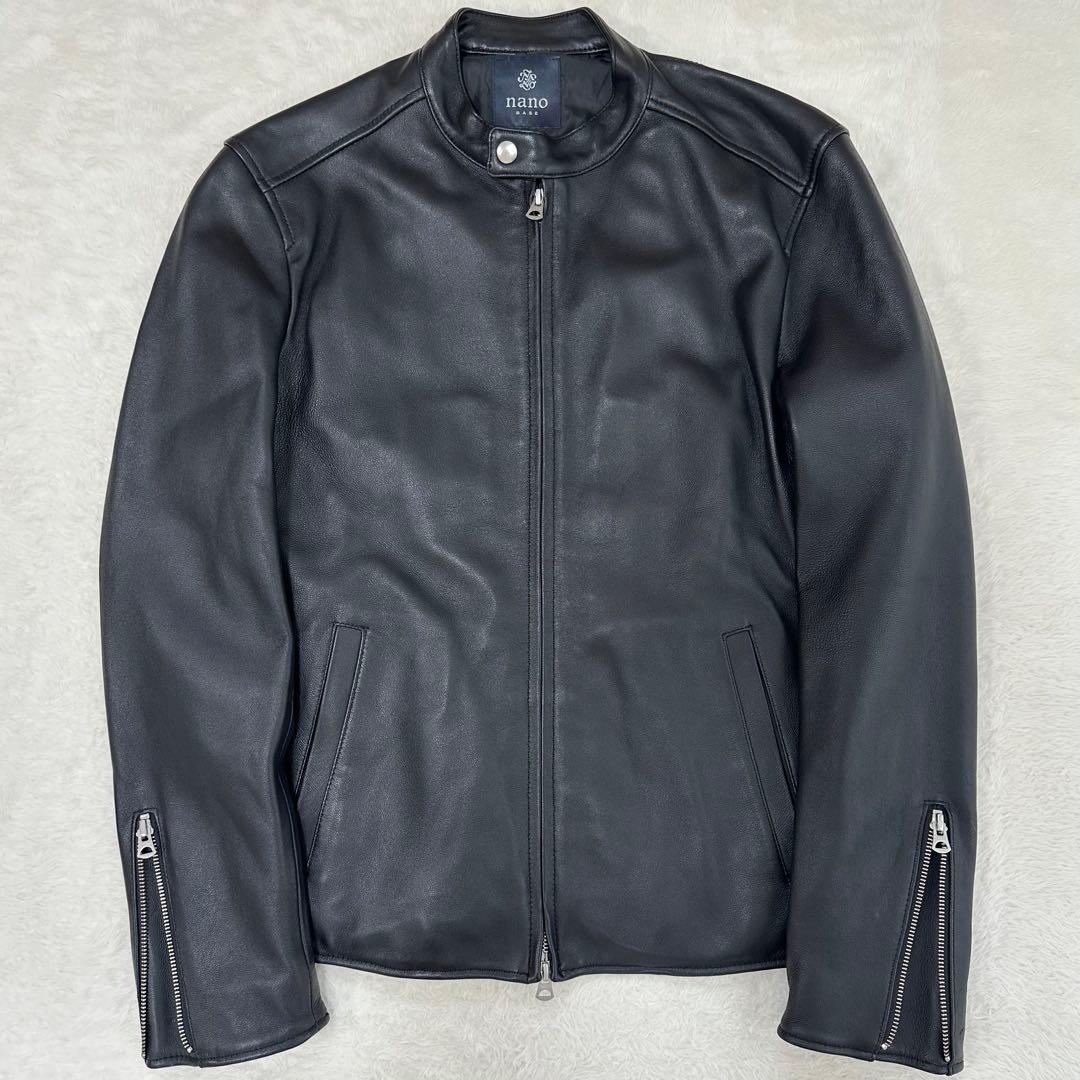 美品✨ナノユニバース　ライダースジャケット　シングル　羊革　レザー　ブラック　L