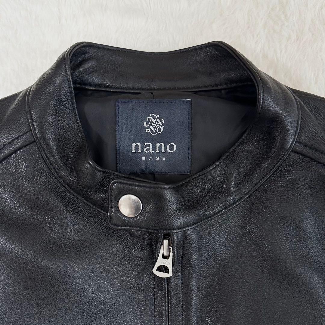 美品✨ナノユニバース　ライダースジャケット　シングル　羊革　レザー　ブラック　L