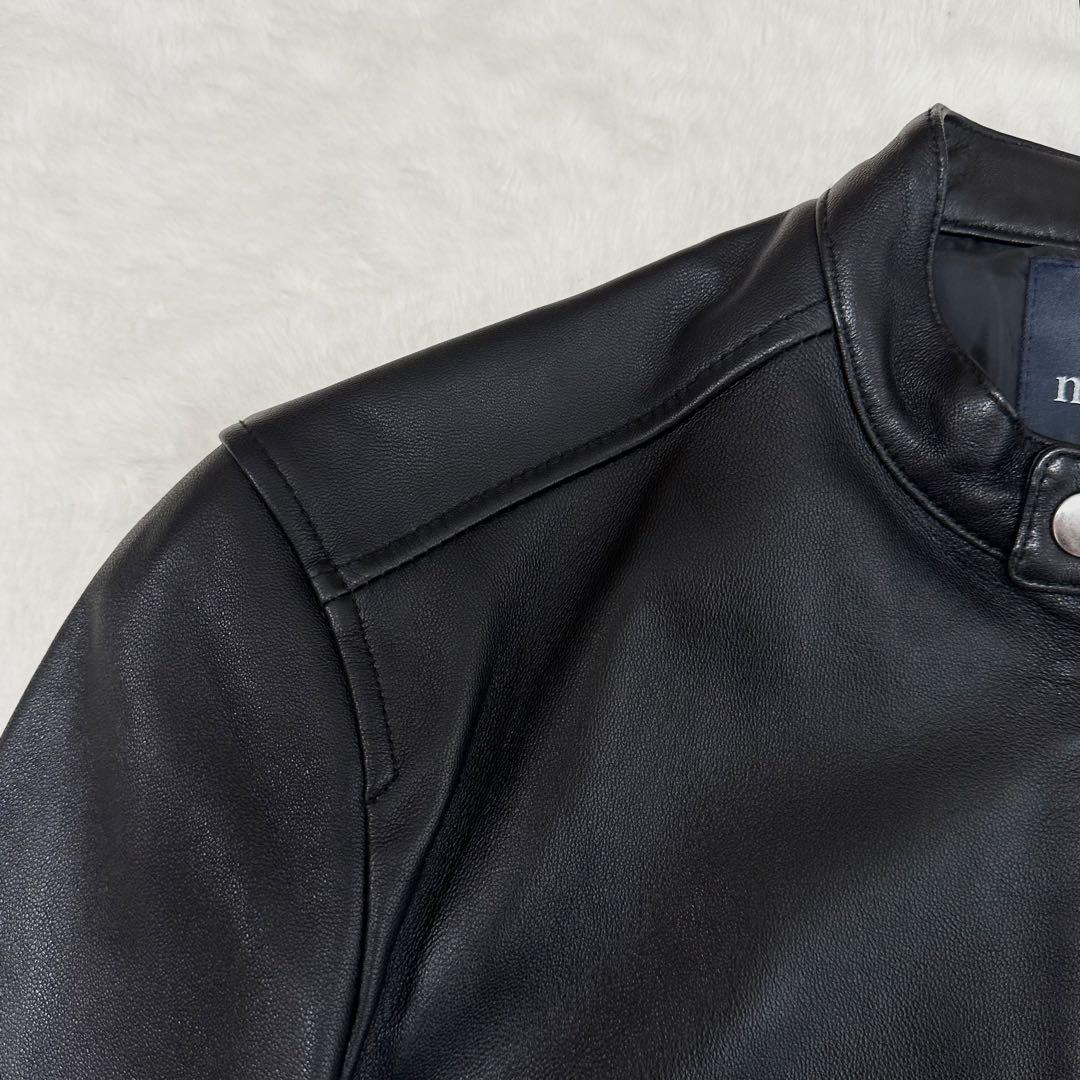 美品✨ナノユニバース　ライダースジャケット　シングル　羊革　レザー　ブラック　L