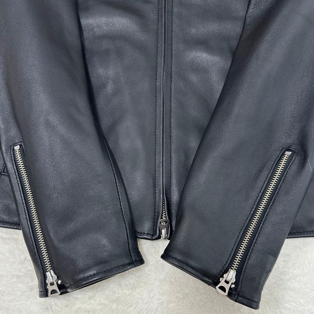 美品✨ナノユニバース　ライダースジャケット　シングル　羊革　レザー　ブラック　L