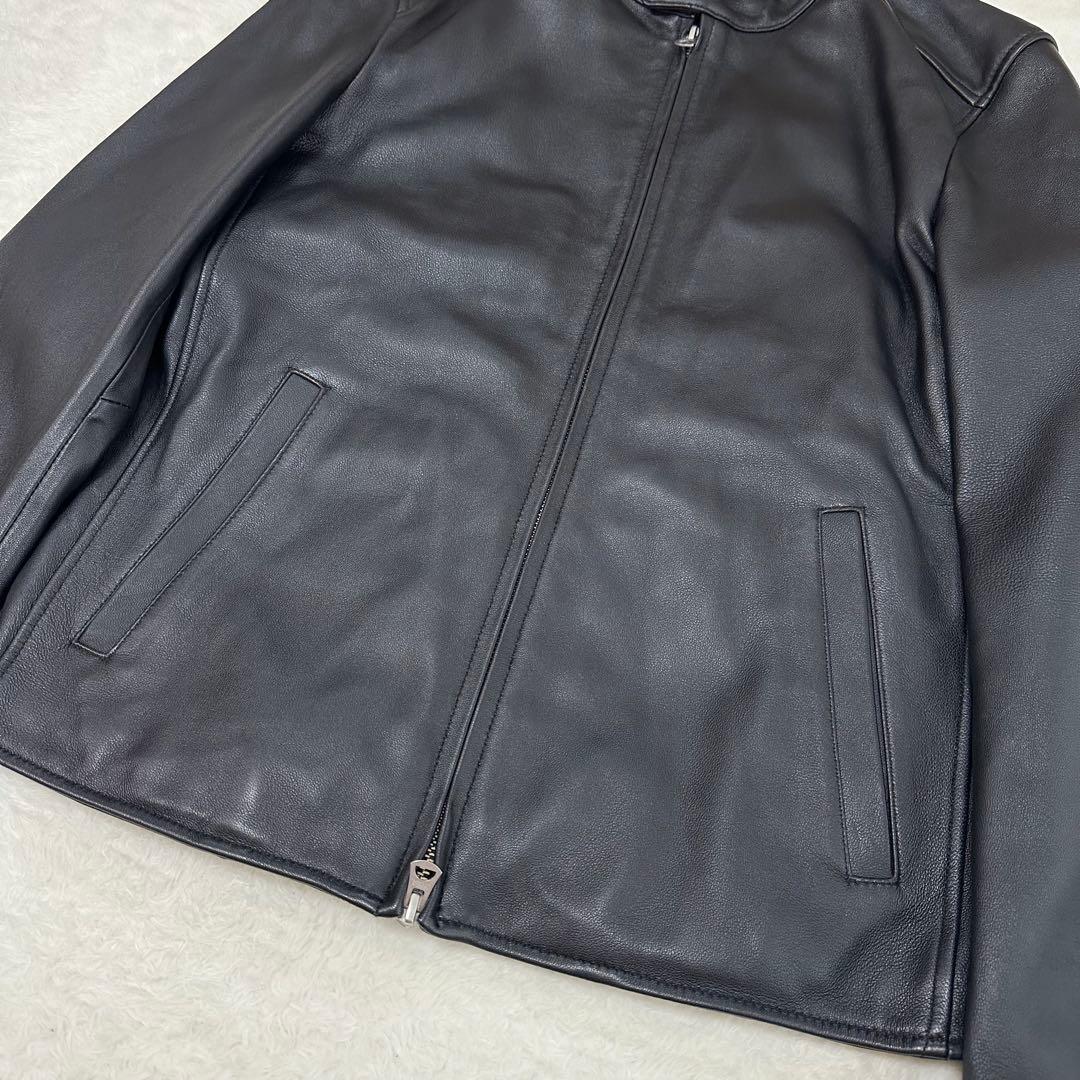 美品✨ナノユニバース　ライダースジャケット　シングル　羊革　レザー　ブラック　L
