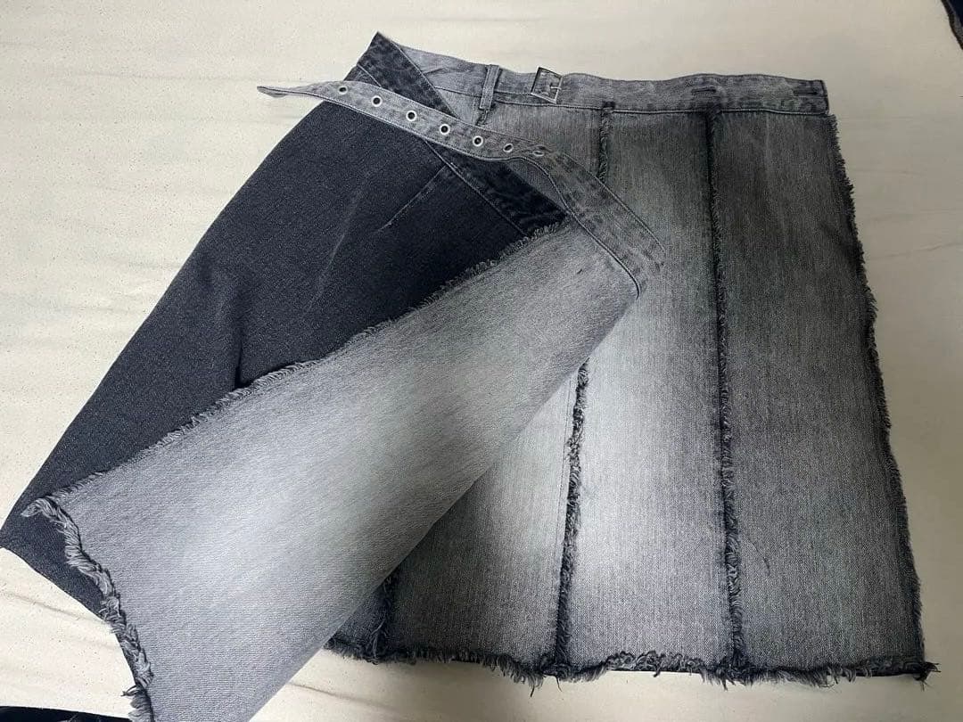 GRANCY 24SS フリンジデニムスカート　グレー　Mサイズ