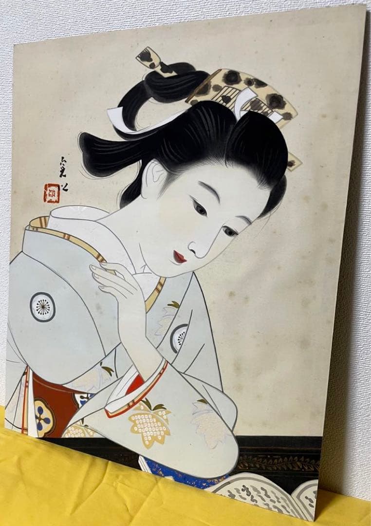 中村貞以 日本画 原画 約F8 絹本 貴重 真作保証 1点もの