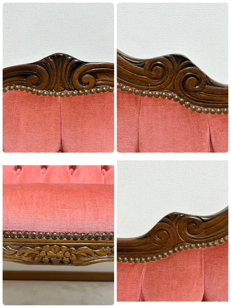 ✦ロココ調✦ 木彫ベルサイユソファー ✦ 2人掛け ラブソファ ✦ ベルベット