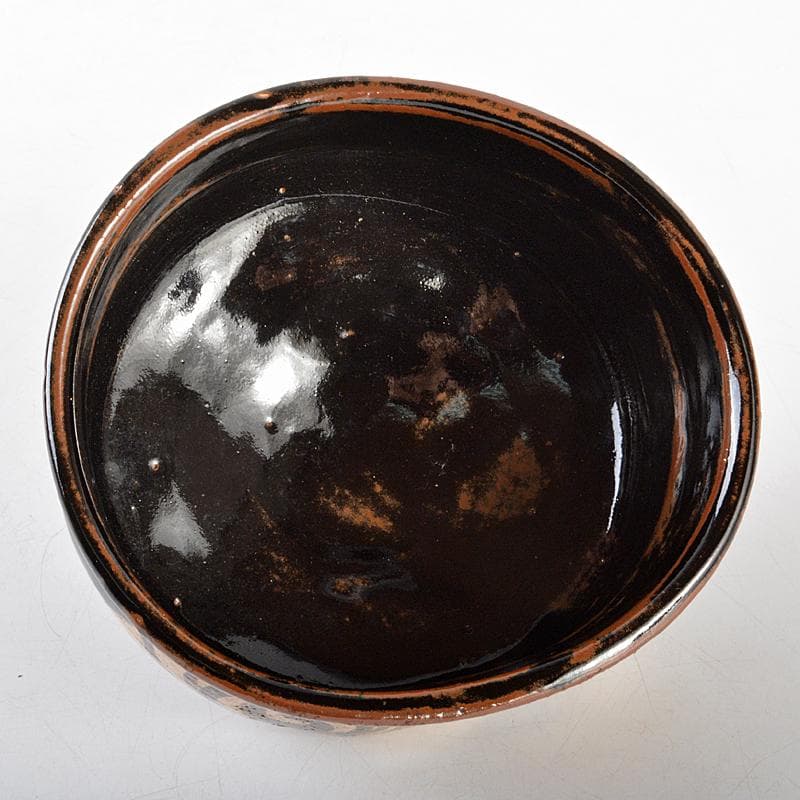 茶道具　祖母懐　黒織部　茶碗　銘「真砂」　仕覆付　龍寶極め箱　V　R5703