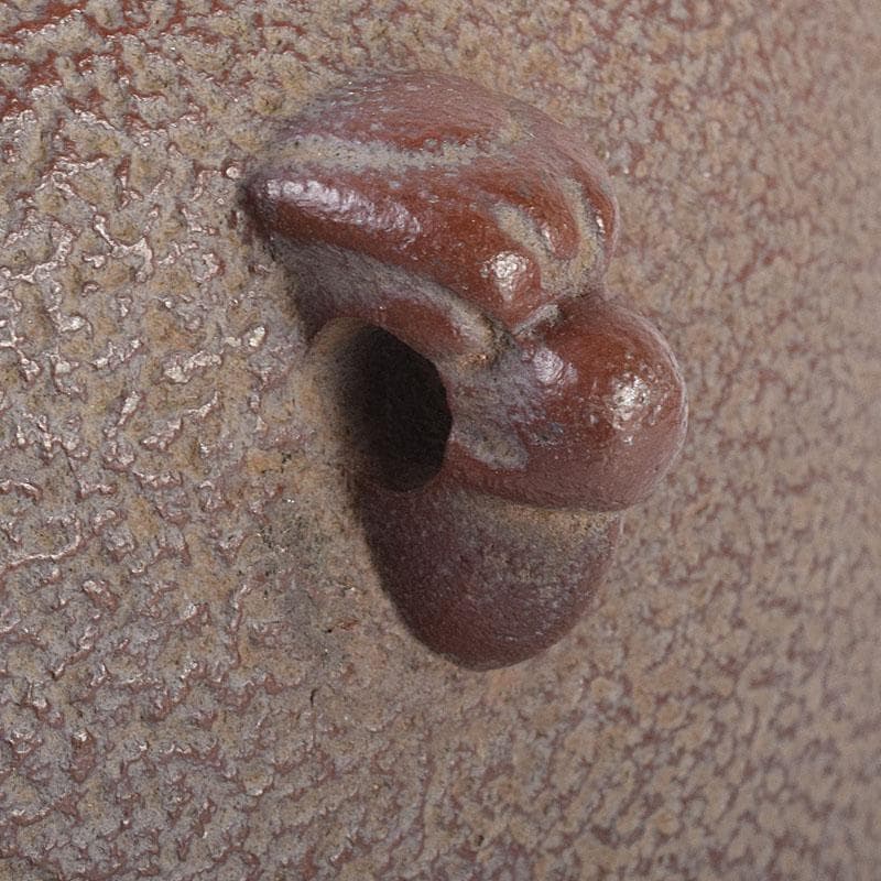 人間国宝　釜師　高橋敬典作　利休好　尻張釜　共布　共箱　M　R7757C