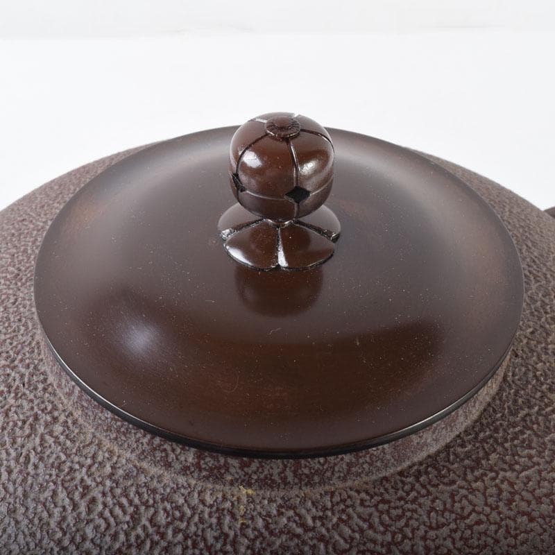 人間国宝　釜師　高橋敬典作　利休好　尻張釜　共布　共箱　M　R7757C