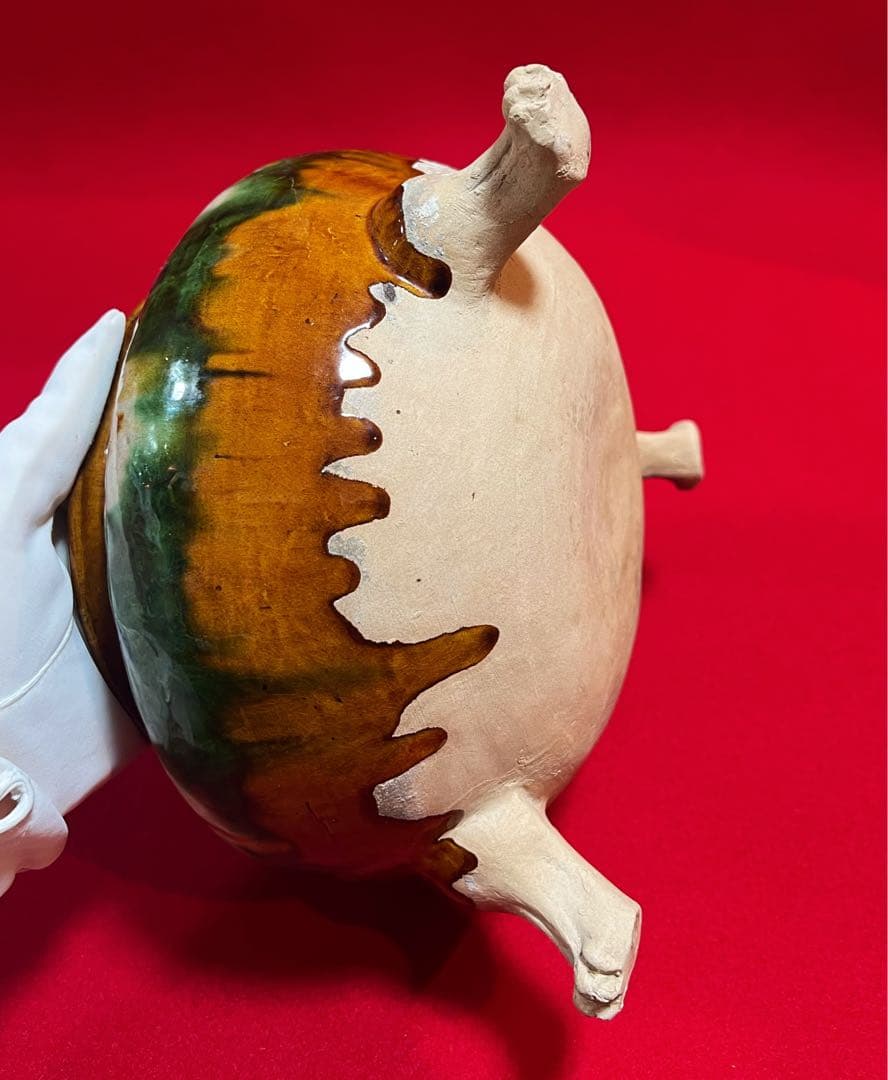 唐三彩 素三彩 獸足香爐 香道具 コレクション