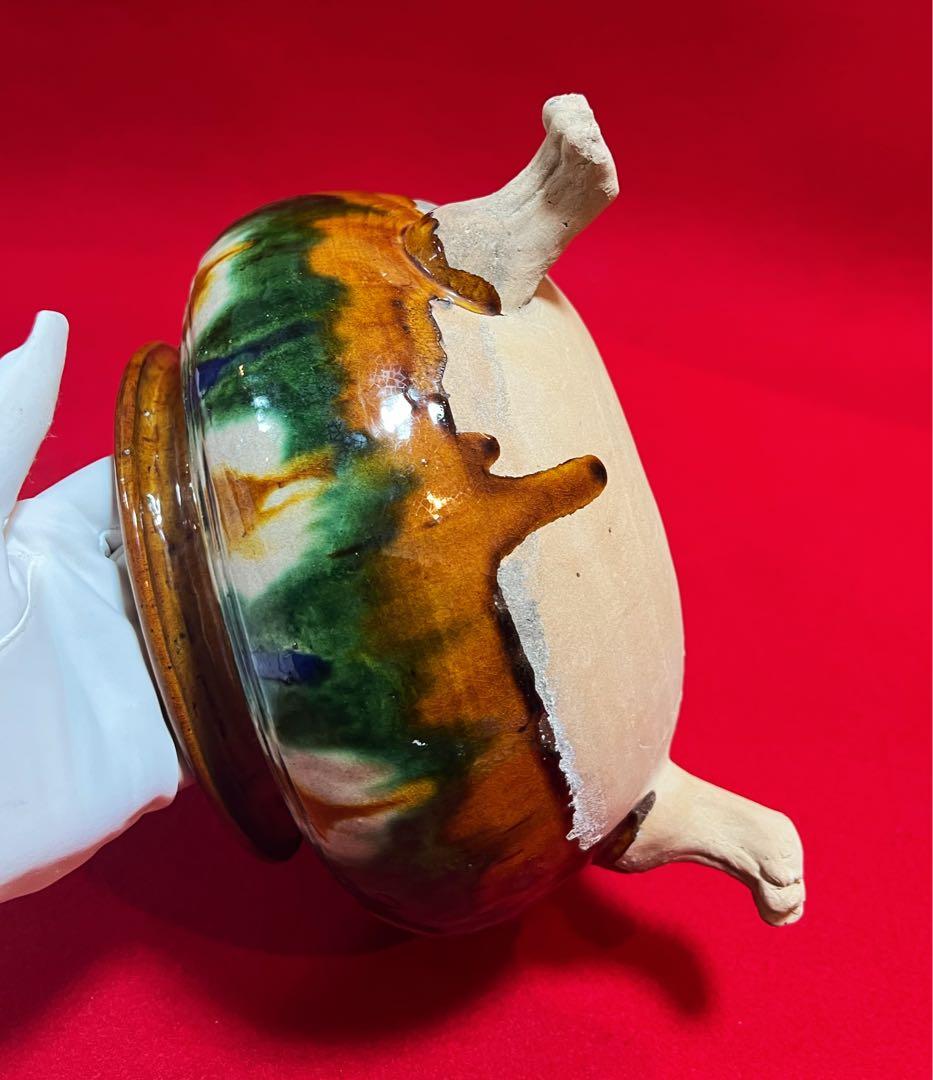 唐三彩 素三彩 獸足香爐 香道具 コレクション