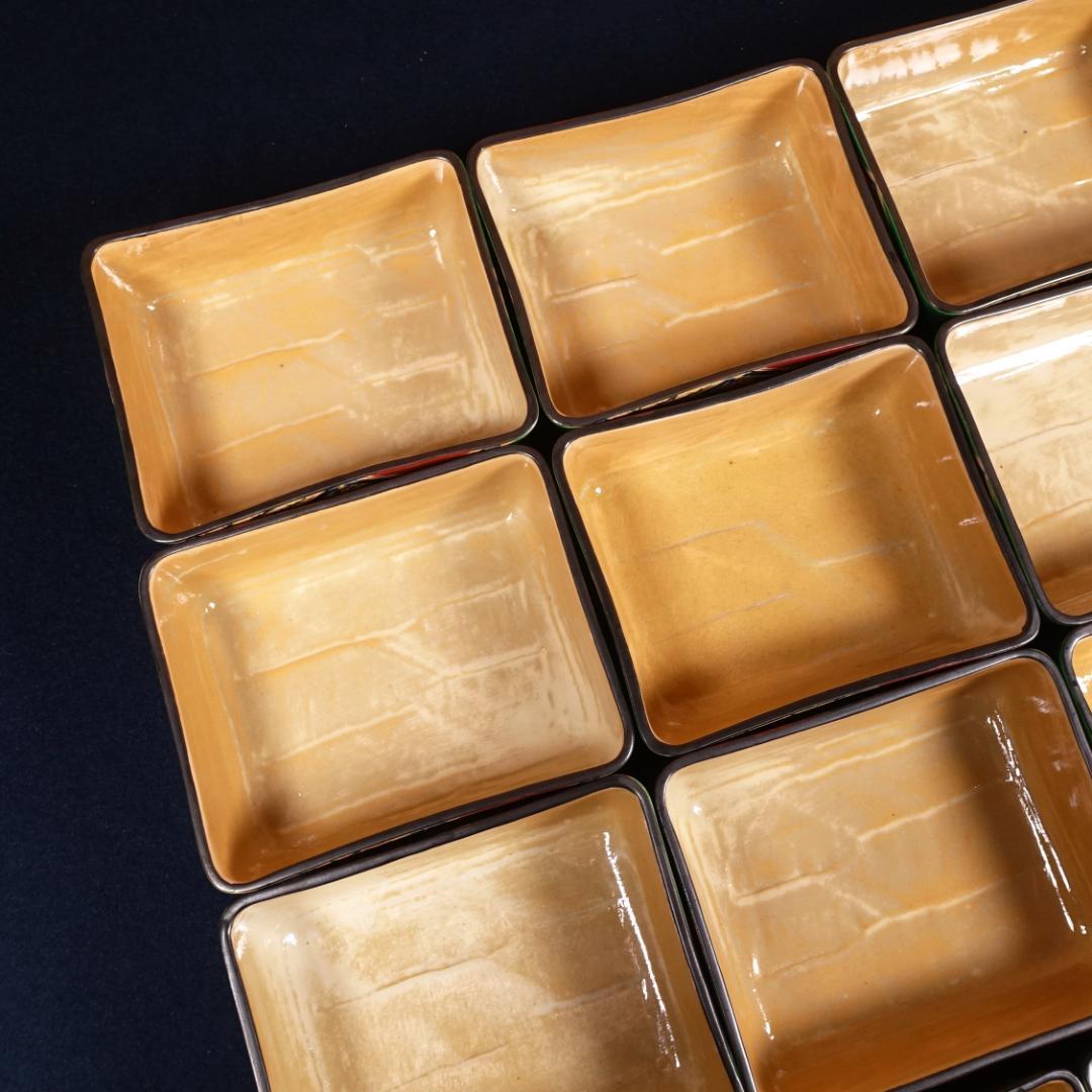 京焼 川尻一寛 禎山窯 色絵 刺身皿 向付 大小19客