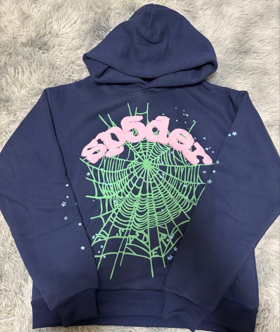 sp5der パーカー ネイビー