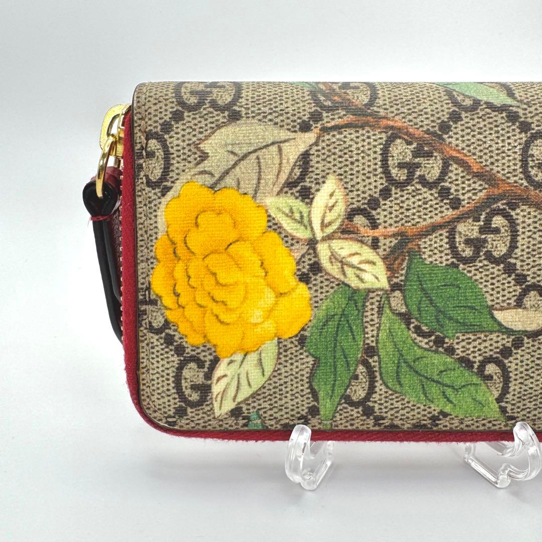 GUCCI - GGスプリーム コンパクトウォレット　ティアン 鳥柄 【美品】