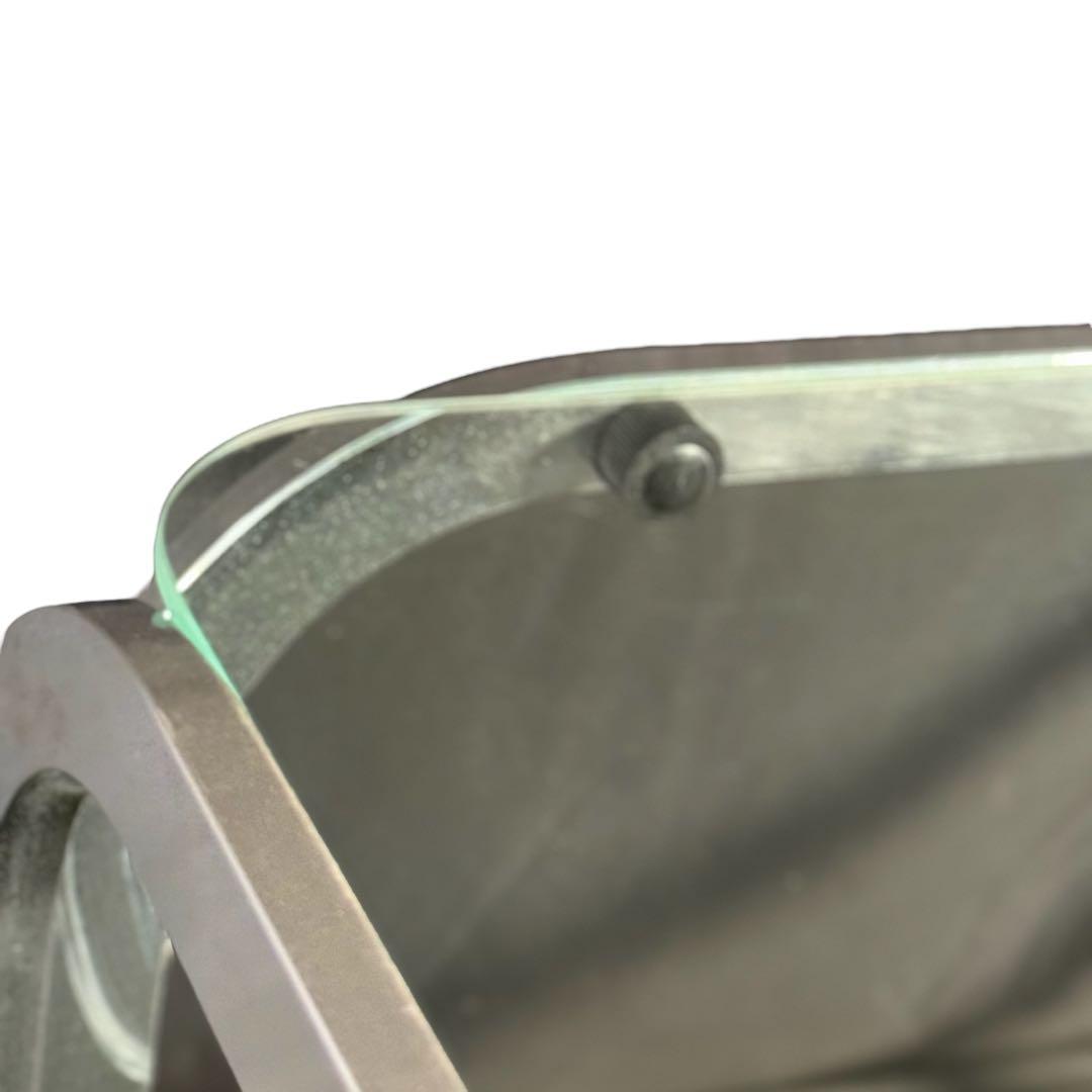 ラリー様　HR810 レトロなガラステーブル　スチール　シルバー