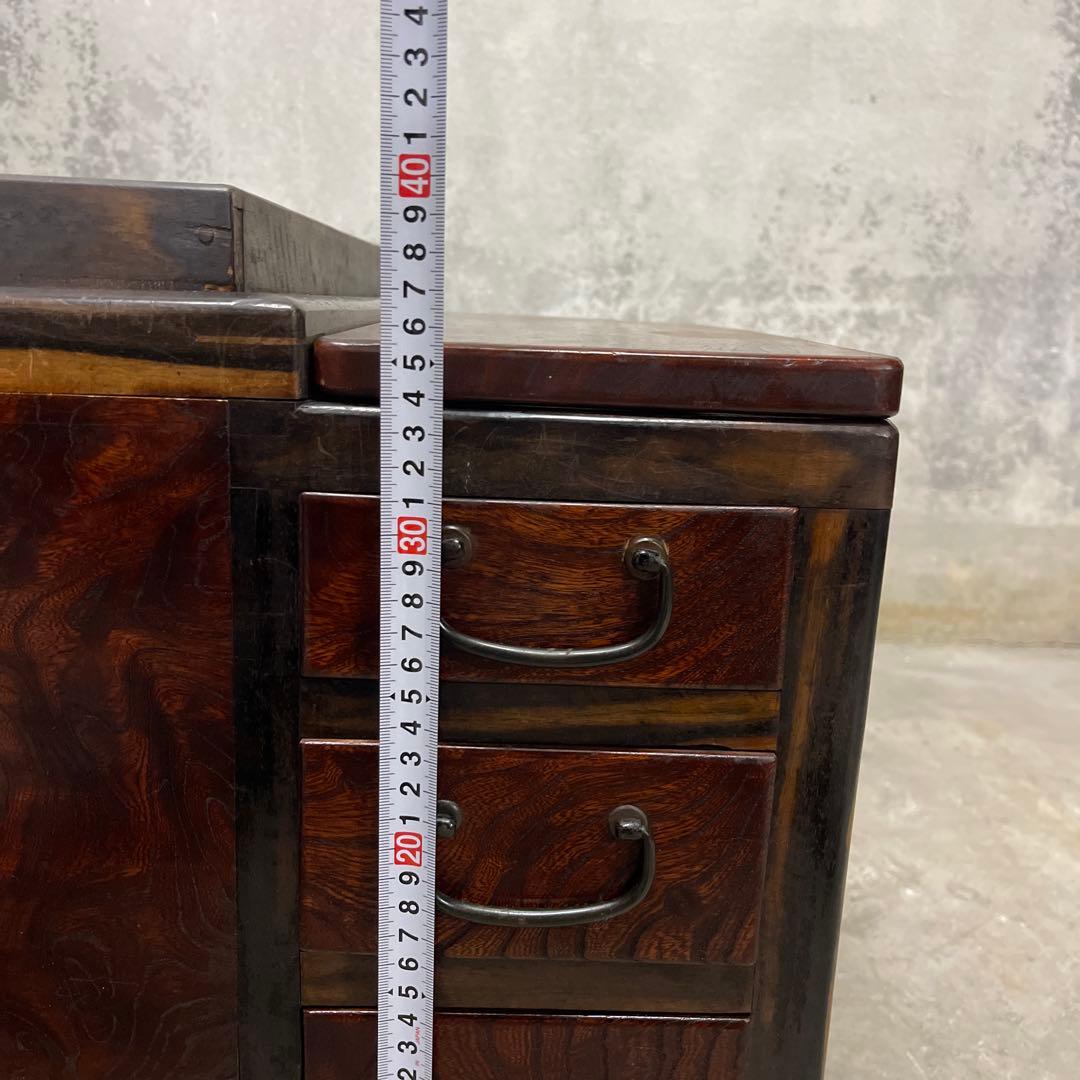 当時物　関東火鉢 欅 長火鉢　銅壺付き　欅　黒柿　猫板　時代家具　アンティーク