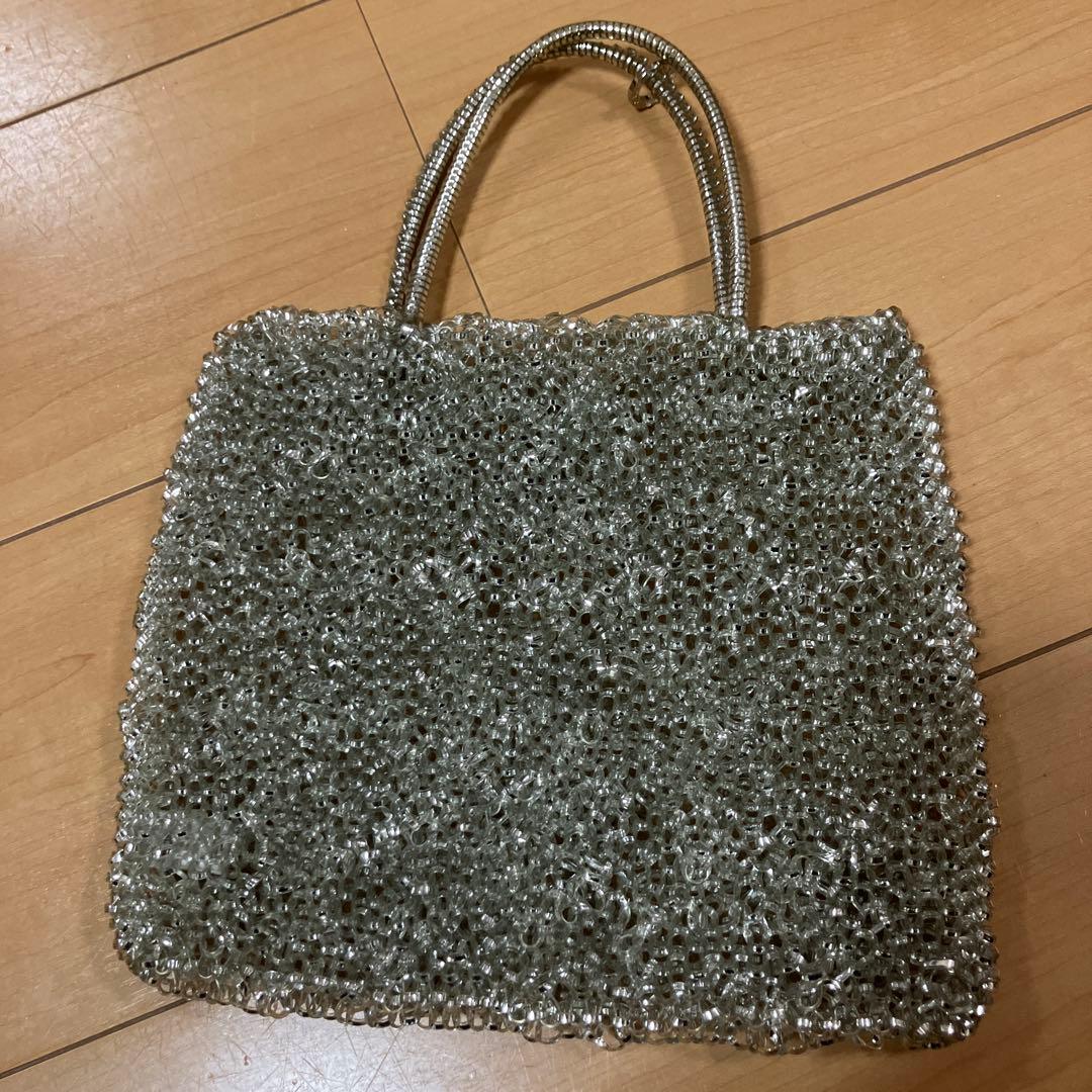 ANTEPRIMAシルバー ビーズ編み パーティーバッグ