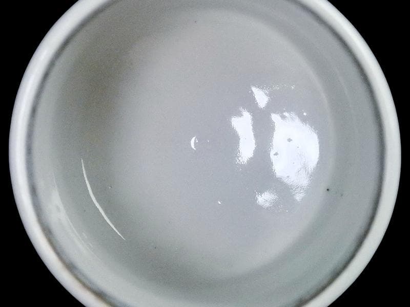 古伊万里　染付　鶴に亀甲紋の図　覗き　のぞき　猪口　E087AS-DBk