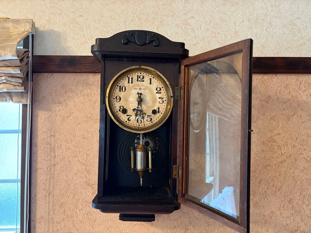 動作品・戦前の木製掛時計・ボンボン時計・愛知県時計製造同業組合