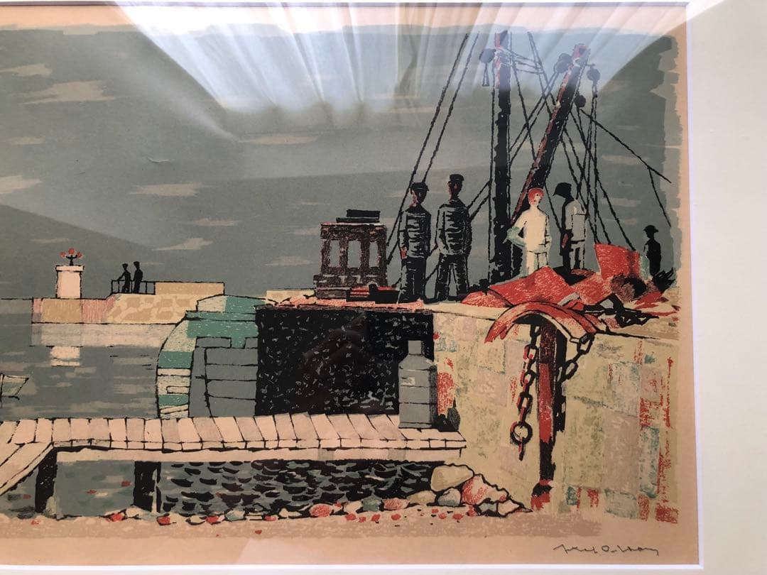 レア　北欧　axel olsson アクセル・オルソン　港　リトグラフ