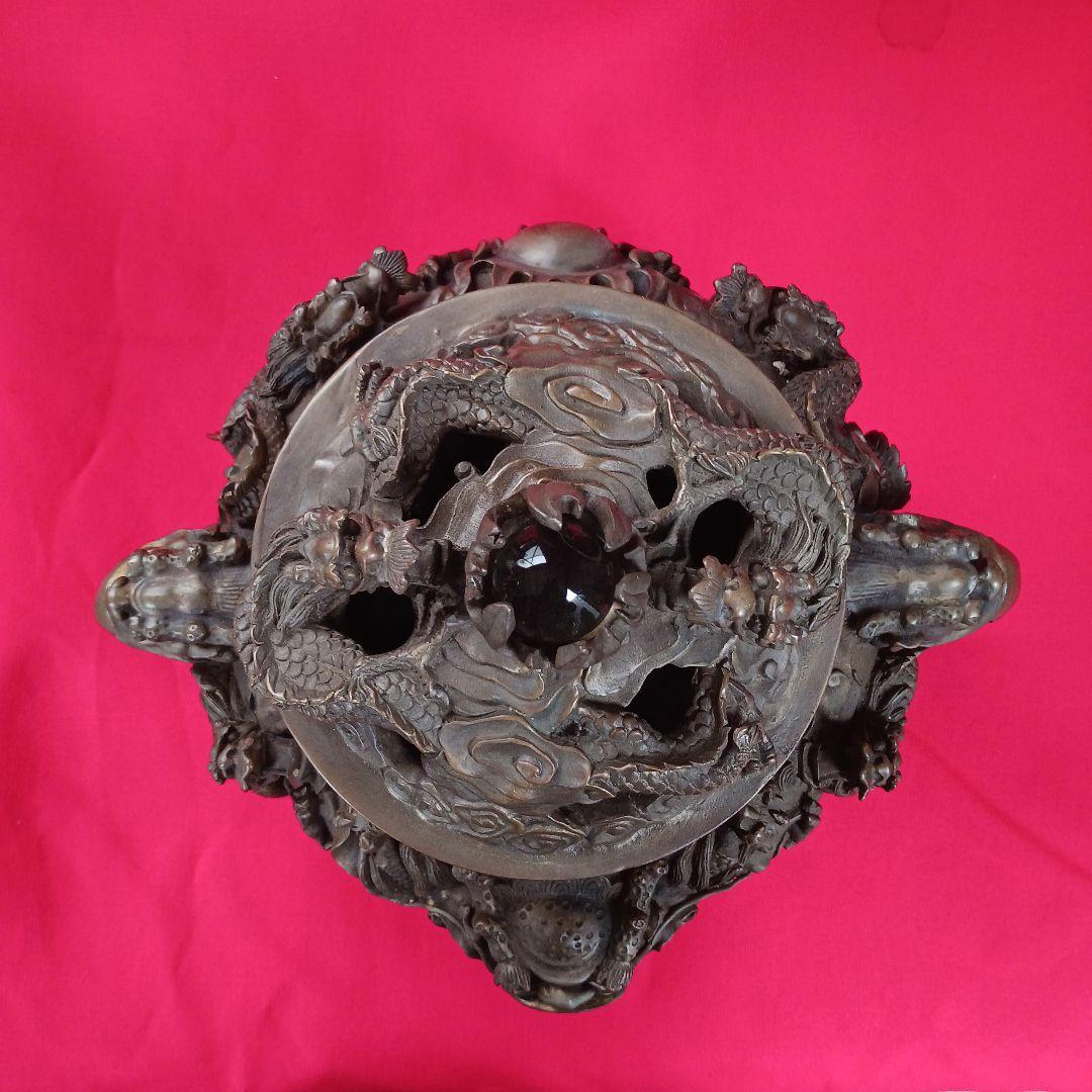 中国 銅薫製香炉 九竜香炉 製品