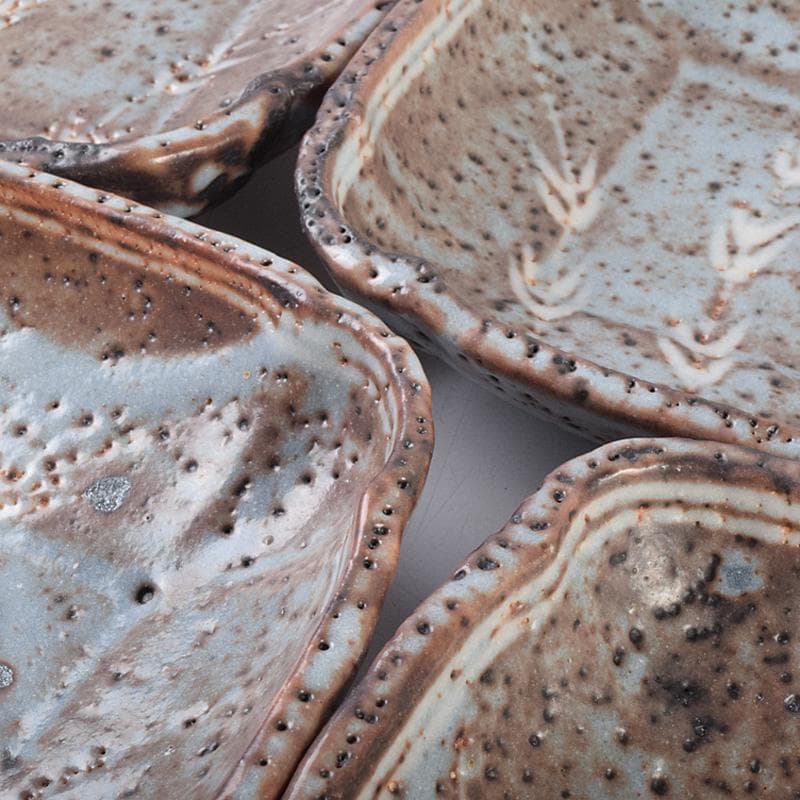 和食器　美土里窯　鼠志野　草文　向付　五客　共箱　M　R9246B