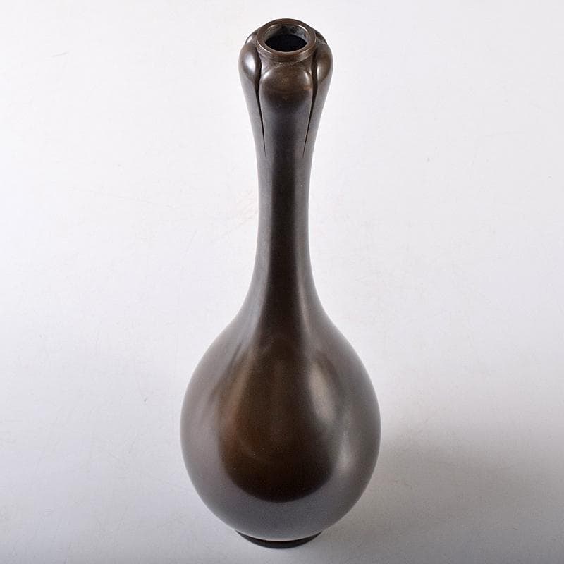 茶道具　一ノ瀬宗辰作　砂張　柚子口　花入　共布共箱　V　R8700