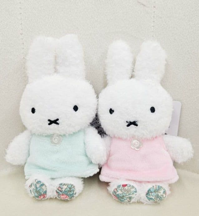 フラワーミッフィーほわほわマスコット　ナチュラルグリーン・コスモスピンク　セット