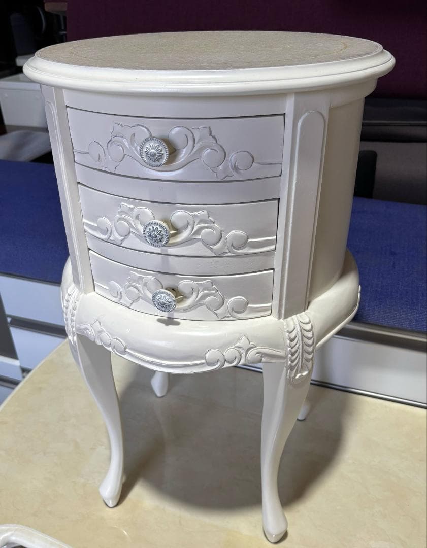 アンティーク風 猫脚 姫家具エレガントコモ ラウンド3段チェスト マホガニー材