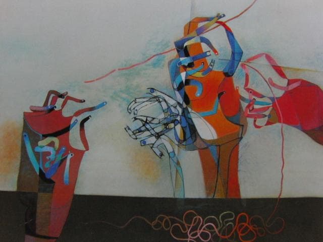 徳沢隆枝、糸車（朱）、希少な画集より、新品高級額・額装付、状態良好